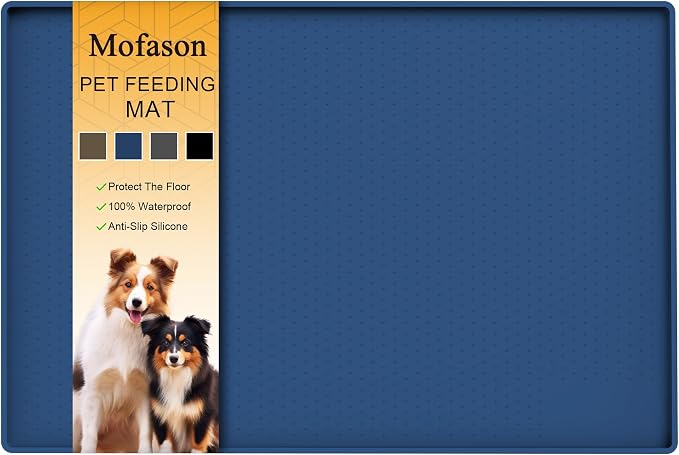 Mofason Pet Food Mat Waterproof Dog Mat 24”x16” Large – 0.5” inch Raised Edge by Mofason