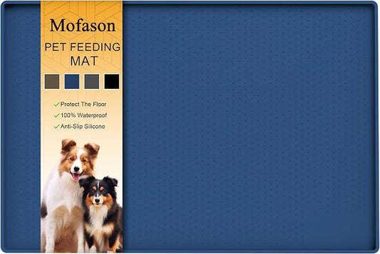 Mofason Pet Food Mat Waterproof Dog Mat 24”x16” Large – 0.5” inch Raised Edge by Mofason