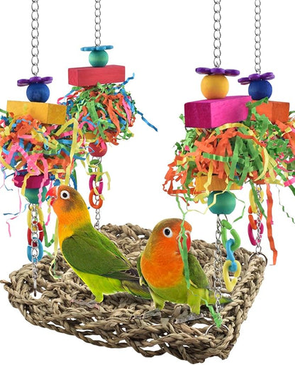 KATUMO Conure Toys, Bird Grass Swing Mat Parrot Climbing Hammock by KATUMO