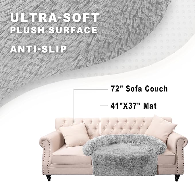 Calming Dogs/Cats Bed Mats, Dog Pad Washable Removable Couch Cover, Plush Long - Image 6