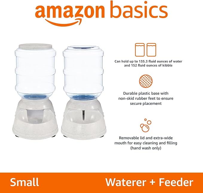 Amazon Basics Automatic Pet Water Dispenser and Gravity Food Feeder Set - Image 2