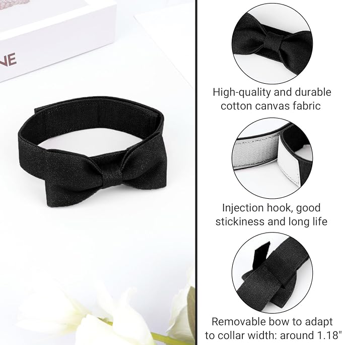 Segarty Bow Ties for Dogs Neck Girth 10.2-14.2in, Adjustable Black Bowtie - Image 2