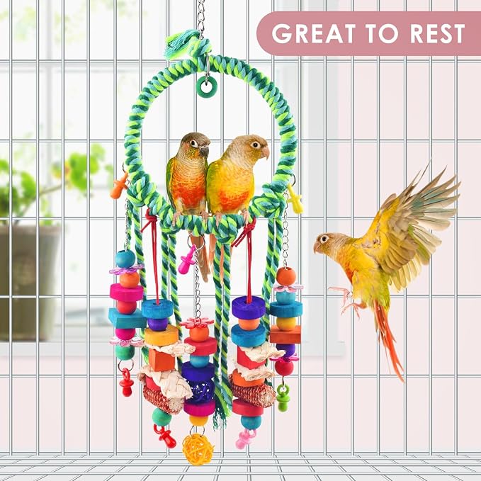 KATUMO Bird Toys, Parakeet Swing Parrot Perch Cockatiel Shredding Toys Conure - Image 4