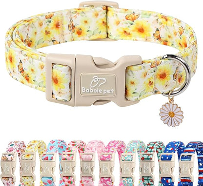 Sunflower Dog Collar, Adjustable Cute Dog Collars by Babolepet