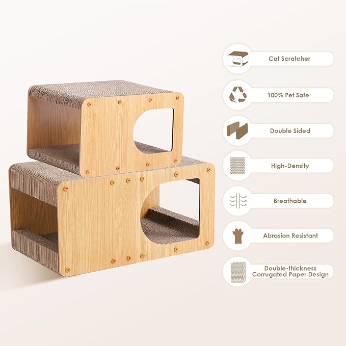 EHEYCIGA Cardboard Cat Scratcher House, 20-Inch Corrugated Cat Scratcher - Image 2