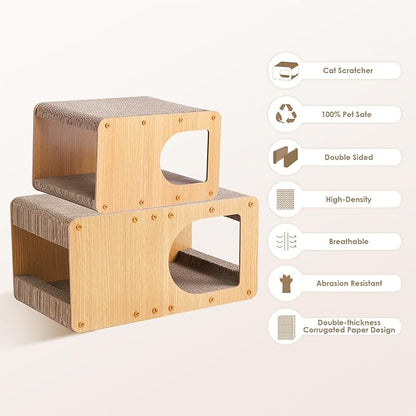 EHEYCIGA Cardboard Cat Scratcher House, 17-Inch Corrugated Cat Scratcher - Image 2