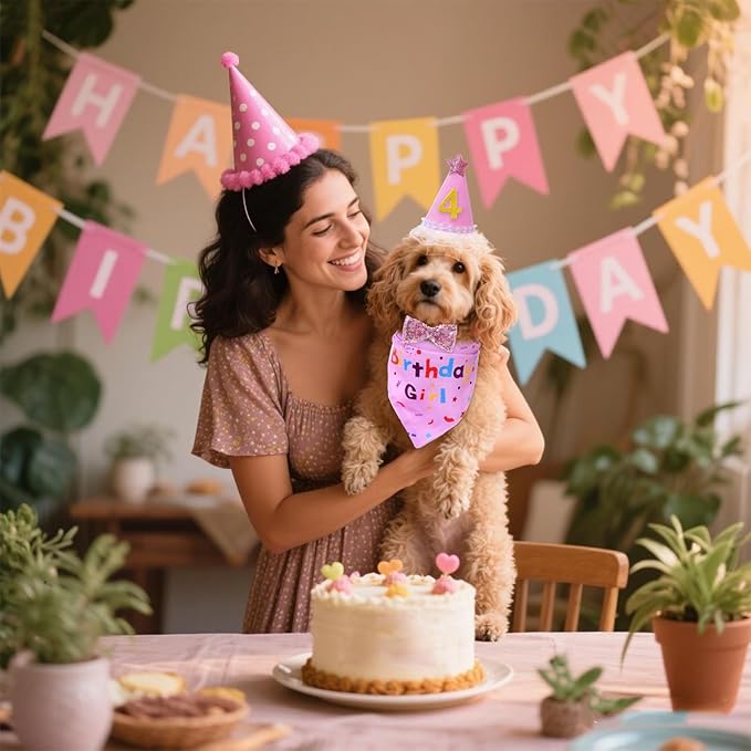 hoyuwak Dog Birthday Party Supplies Girl Boy Dog Birthday Bandana Bow Hat - Image 7