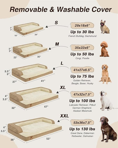 KSIIA Washable Dog Bed XXXL Senior Dog, Orthopedic Warm Soft Pet Sofa - Image 7