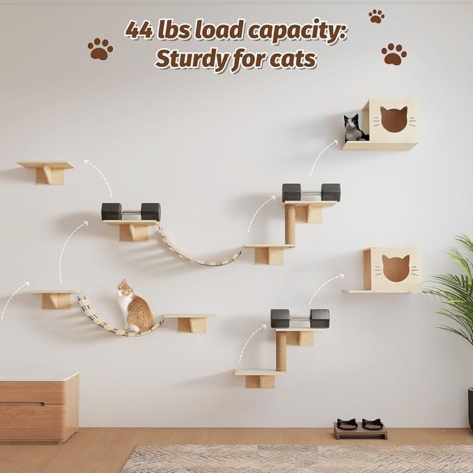 12-Pc Cat Wall Shelves, Cat Wall Furniture Set - Image 5