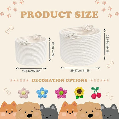Personalized Dog Toy Storage Basket Custom Cotton Woven Bin - Image 2