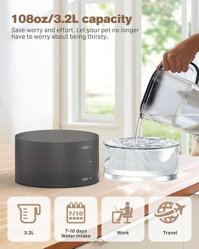 Cat Water Fountain: 108oz/3.2L Cat Fountain Super Silent Pet Water Fountain - Image 6
