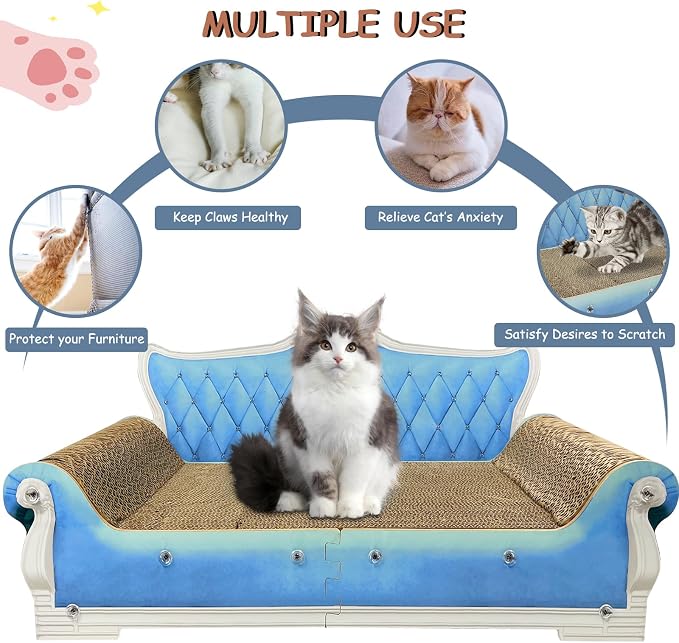 Luxury Cardboard Cat Scratcher Sofa Bed, Couch Shaped Scratching Board - Image 4