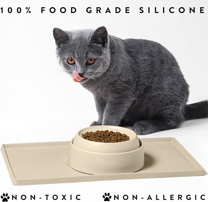 CatGuru Cat Food Mat, Small & Large Pet Feedingd Mat, 100% Waterproof Cat Mats - Image 7
