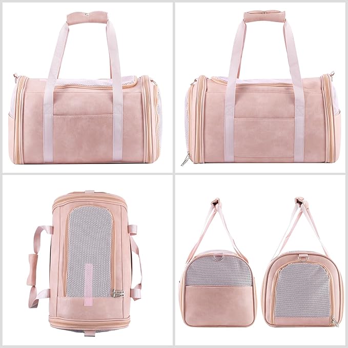 Fashion Leather Dog Carrier Cat Carrier Airline Approved Pet Carrier - Image 3