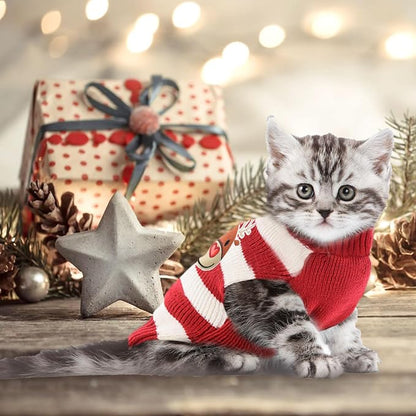 Dog Christmas Sweater Cute Striped Reindeer Xmas Pet Clothes Holiday Puppy Cat - Image 8