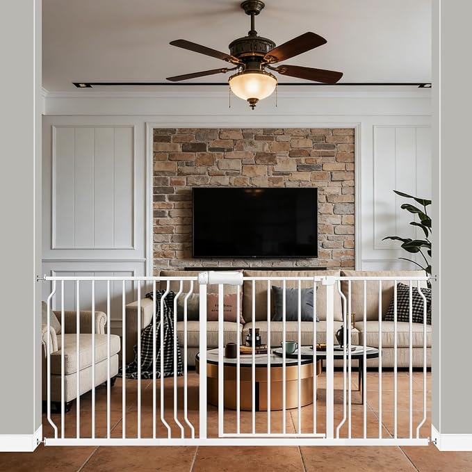 WAOWAO Baby Gate 66.93-71.61" Extra Wide Pressure Mounted Walk Through Swing by WAOWAOBABYSAFETYPRODUCTS