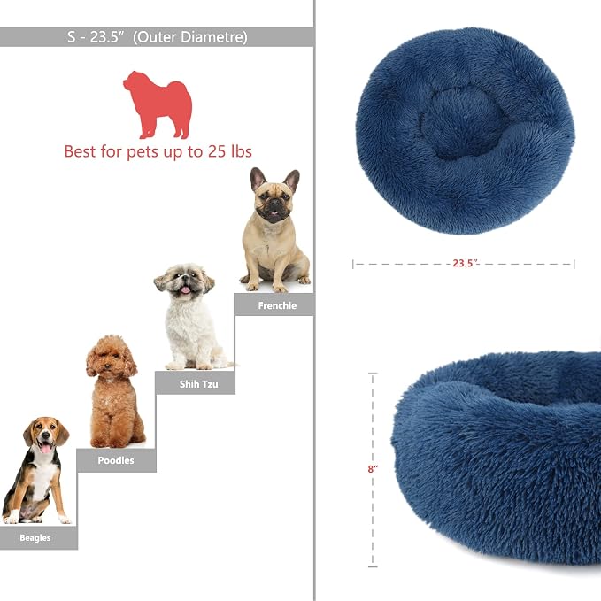 Calming Donut Dogs Beds for Small Dogs Washable, 23inch Plush Round Pet Bed for - Image 5