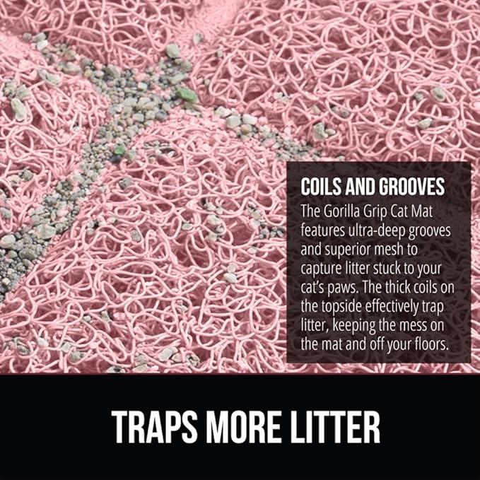 GORILLA GRIP Cat Litter Box Mat, Water Resistant, US Designed Kitty Litter - Image 3