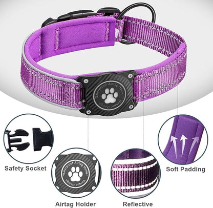 Airtag Dog Collar with Waterproof Air Tag Holder, Luminous Reflective, Soft - Image 4