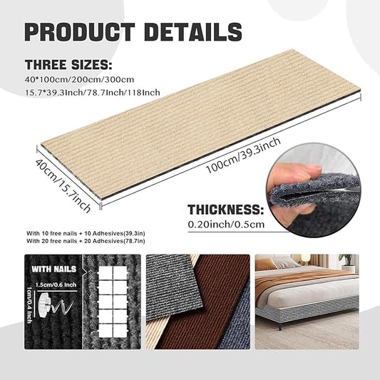 Cat Scratching Climbing Carpet Mat, Adhesive Trimmable Cat Scratcher Furniture - Image 2