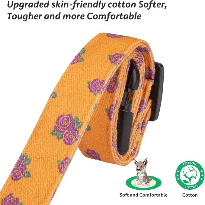 Cotton Handmade Dog Collar Cute and Distinctive Patterns Yellow Rose - Image 4