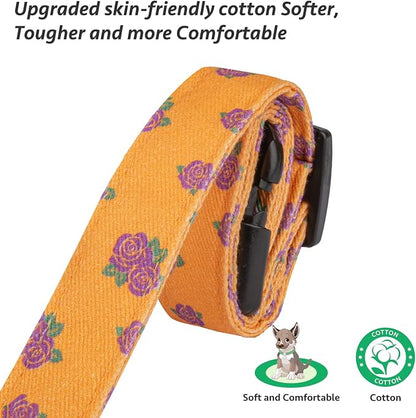 Cotton Handmade Dog Collar Cute and Distinctive Patterns Yellow Rose - Image 4