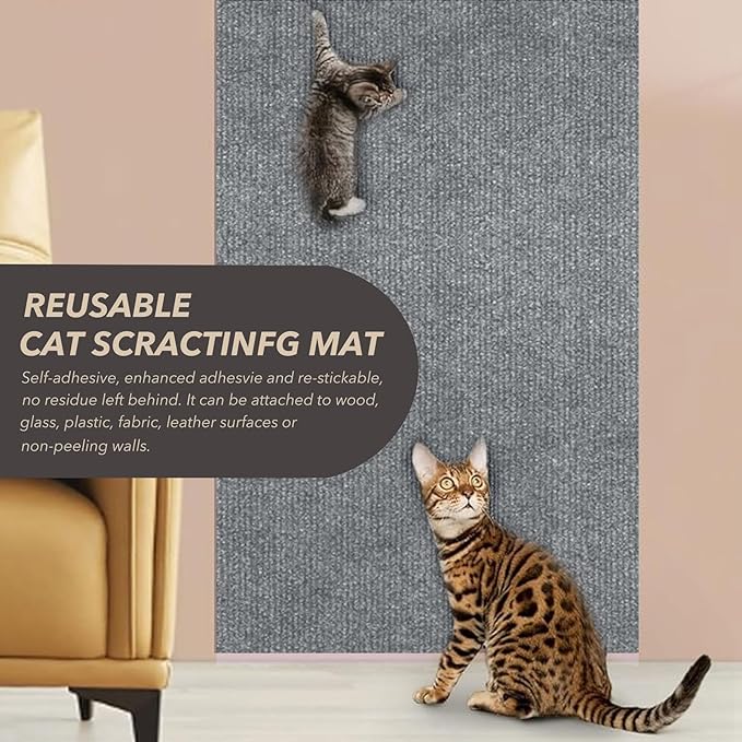 78.7"X15.8" Cat Scratching Mat, Self-Adhesive Cats Carpet, DIY Scratch - Image 5