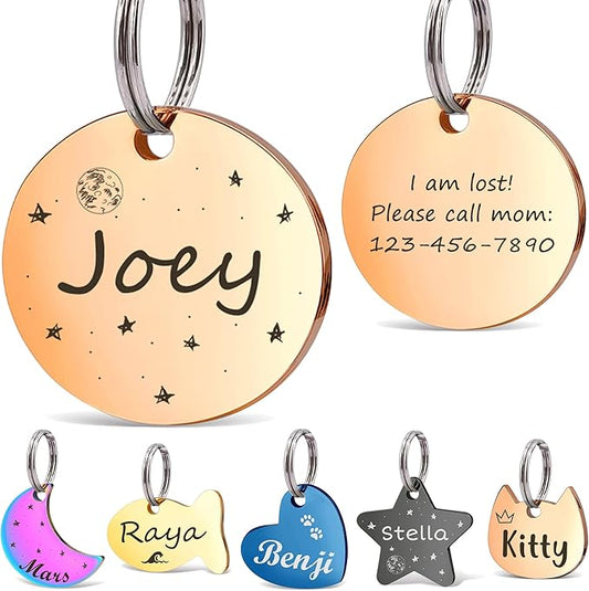Anavia Small Size Dog Cat ID Tags, Small/XS Personalized Color Plated Stainless by Anavia