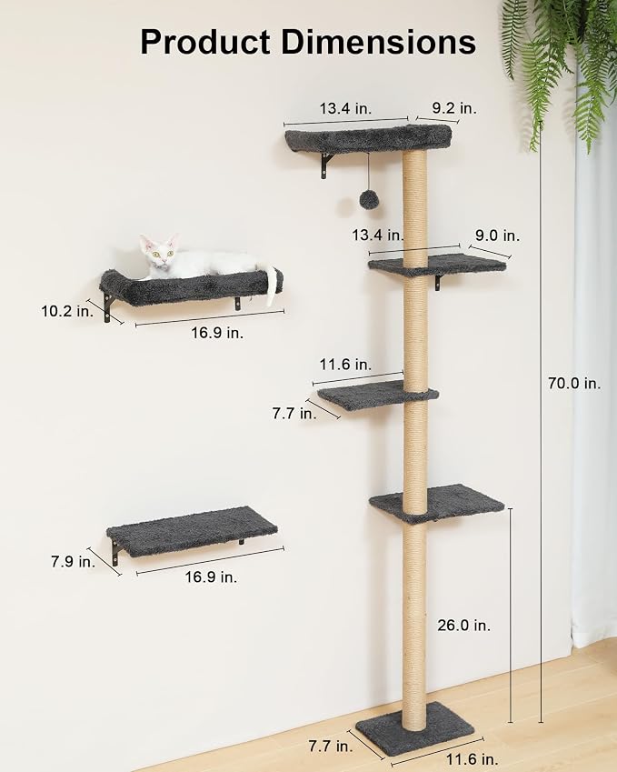 FUKUMARU Cat Wall Shelves, Stable Wall Mounted Cats Furniture Set, Kitten - Image 6