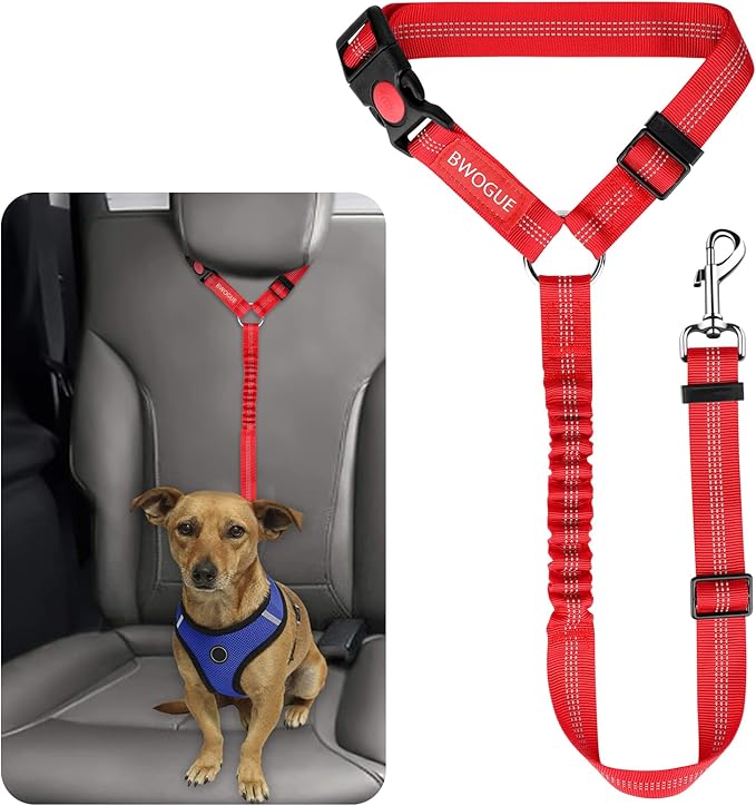 BWOGUE Pet Dog Cat Seat Belts, Car Headrest Restraint Adjustable Safety Leads by BWOGUEPetHome