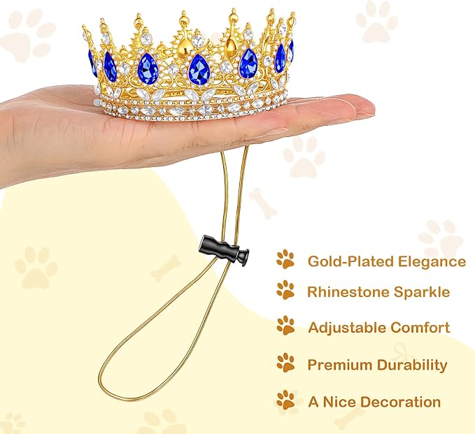 Abbylike Pet Rhinestone King Crown, Queen Crown - Image 3