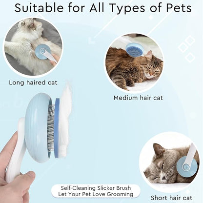 GJEASE Cat Grooming Glove Brush, Self-Cleaning Slicker Pet Brush - Image 2