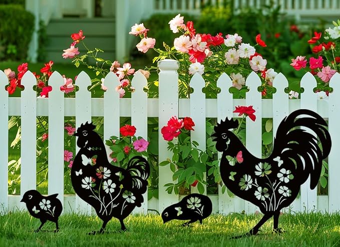 Metal Chicken Garden Decor for Outside, Decorative Garden Stakes Chicken Gifts - Image 6
