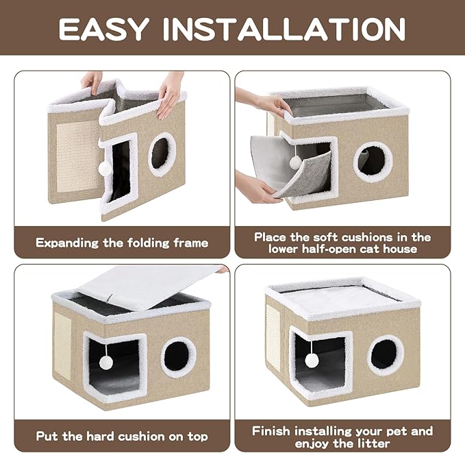 Cat Beds for Indoor Cats Houses, Large Cat Cave - Image 6