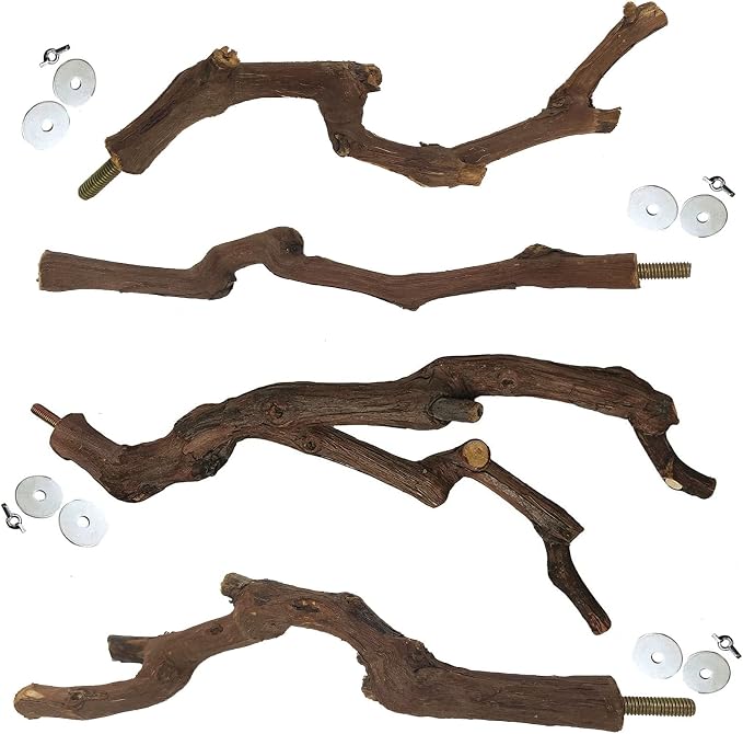 kathson Natural Parrot Perch Bird Stand Pole Wild Grape Stick Paw Grinding Fork by kathson