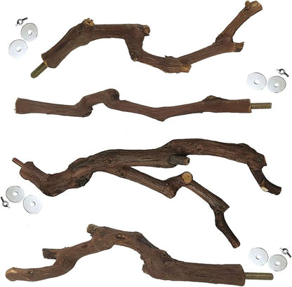 kathson Natural Parrot Perch Bird Stand Pole Wild Grape Stick Paw Grinding Fork by kathson