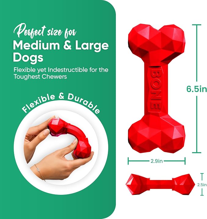 Natural Rubber Dog Chew Bone – Treat-Dispensing, Tough & Indestructible Chew - Image 2