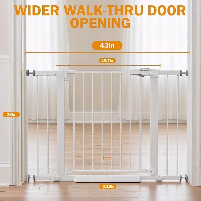 Baby Gate for Stairs, 29.7-43" Auto Close Dog Gate for Doorways & Hallways - Image 2
