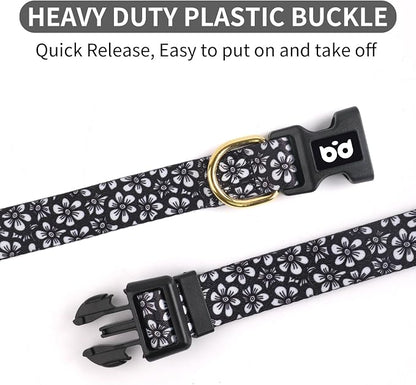 QQPETS Adjustable Soft Dog Collar: Print Flower Pink Multicolor Cute Patterns - Image 3