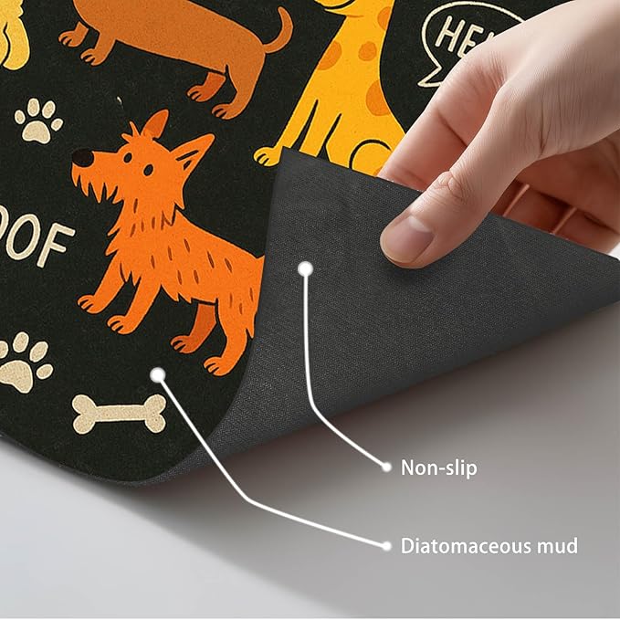 Cute Happy Dog Food Mat for Cat Food Mat Food and Water Bowl Pet Feeding Bowl - Image 5