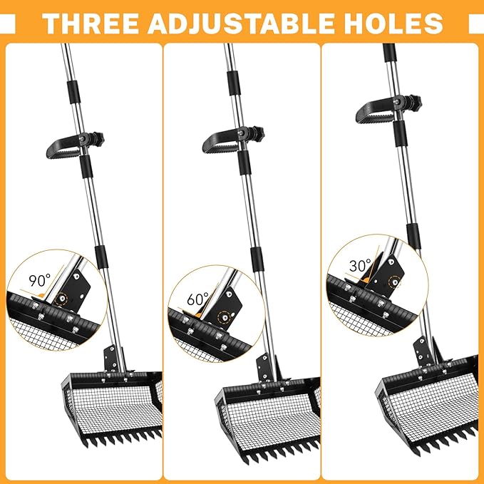 9.8×9.1in Chicken Poop Scooper, Chicken Coop Rake, Adjustable Length/Angle Coop - Image 4