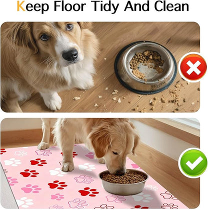 Puppy Paw Print Pet Feeding Mat 24x16 Inch Cute Pet Feeding Area Mat Pet Food - Image 8