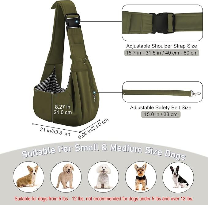 PETLOFT Reversible Dog Cat Sling Carrier, Small Dog Carrier, Adjustable Dog - Image 2