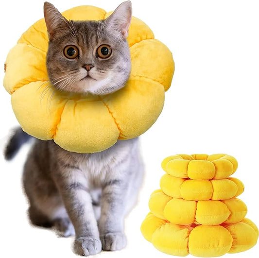 KUDES Cat Small Dog Recovery Collar, Cute Sunflower Neck Cone After Surgery by KUDESPetHome