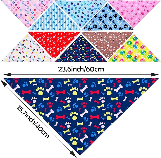 PET SHOW 50Pcs Paw Pattern Dog Bandanas Bulk Washable Puppy Girl Boy Triangle - Image 4