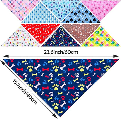 PET SHOW 50Pcs Paw Pattern Dog Bandanas Bulk Washable Puppy Girl Boy Triangle - Image 4
