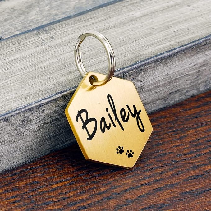 Ultra Joys Custom Personalized Hexagon Dog ID Tag - Image 2
