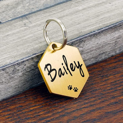 Ultra Joys Custom Personalized Hexagon Dog ID Tag - Image 2