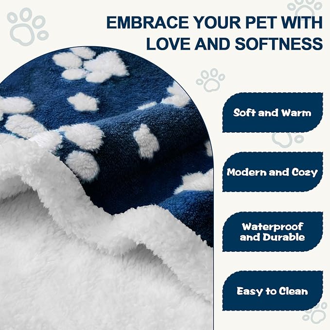 Waterproof Blanket for Dog Cat or Adult, Cute 3D Textured Paw Dog Blanket for - Image 3