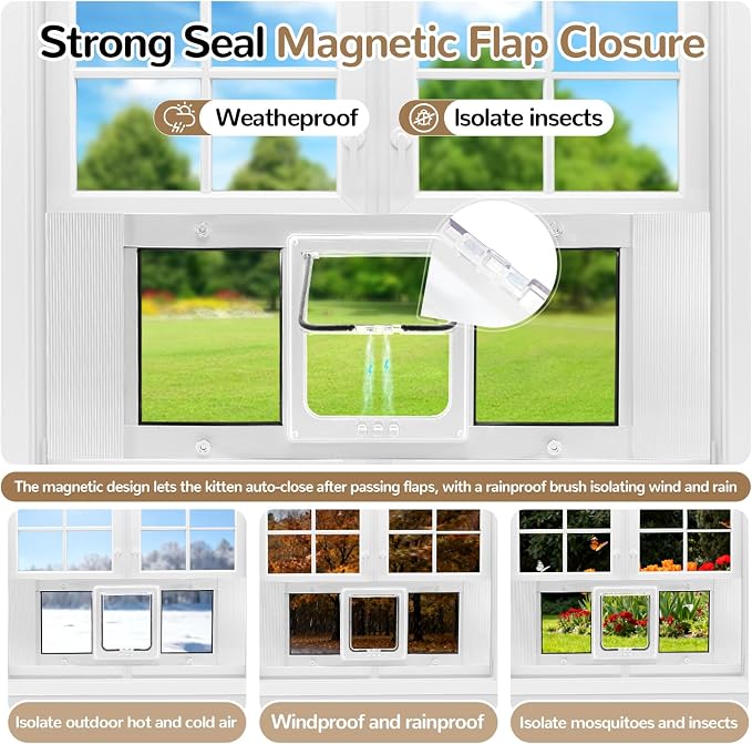 Cat Door for Window, Fits 31"-36" Width Windows, Quick-Fit Pet Door Window - Image 5